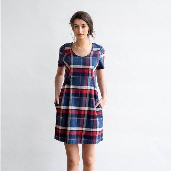 bridge & burn Dresses & Skirts - Bridge and burn Loni indigo plaid flannel dress